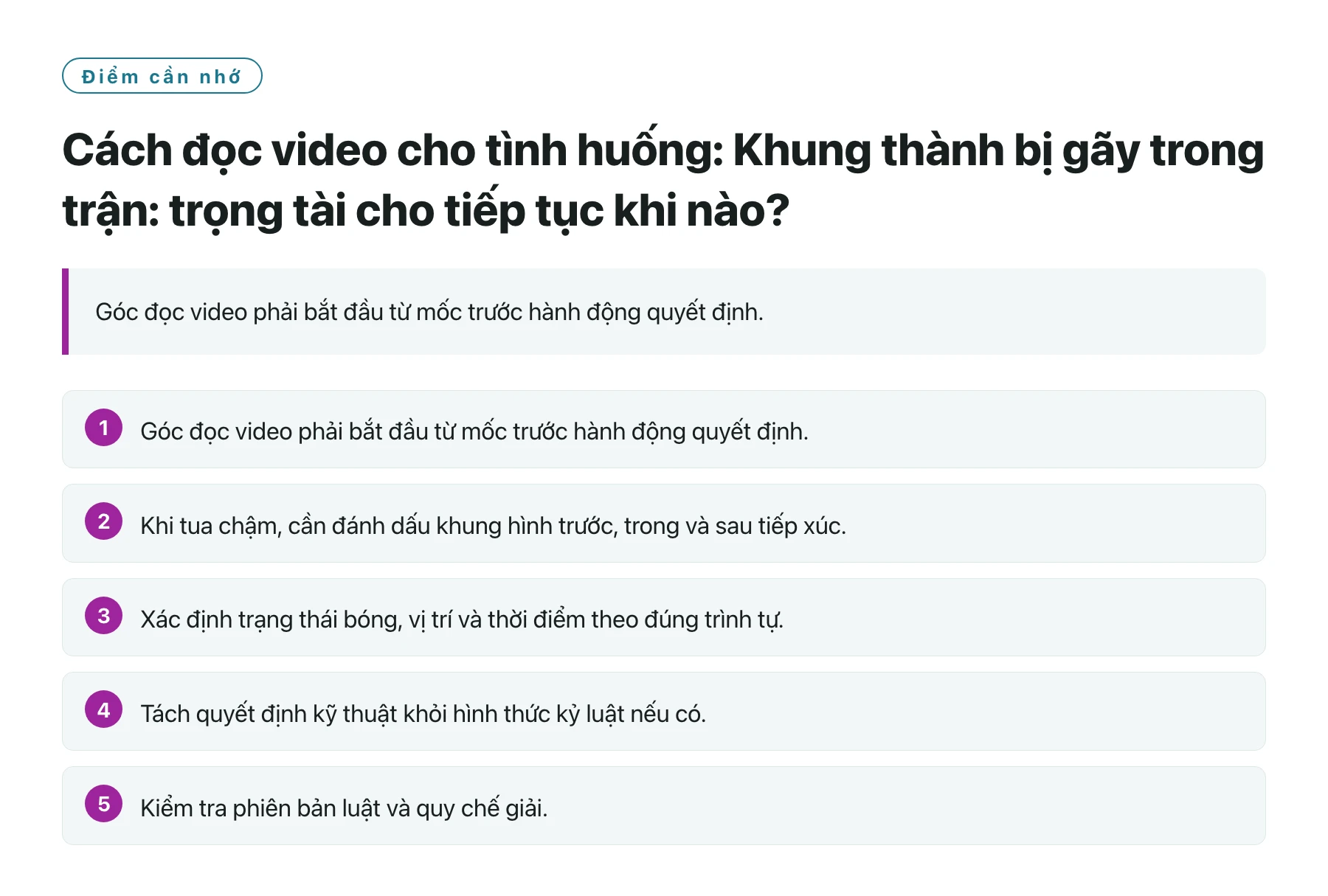 Cách đọc video cho tình huống: Khung thành bị gãy trong trận: trọng tài cho tiếp tục khi nào?——全文要点速览